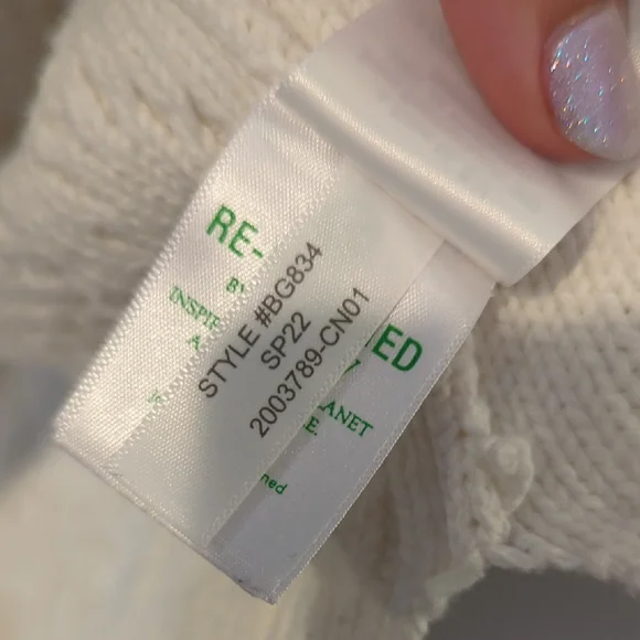 J. Crew Fisherman Cable Knit Sweater White 100% Cotton size Large - Picture 5 of 8